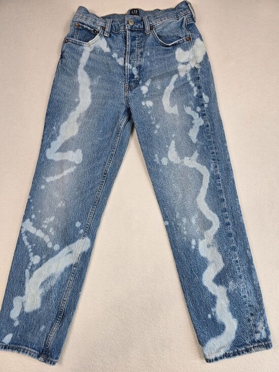 GAP Denim - Gap Denim Cheeky Straight Jeans 4/27 Light Wash Bleach Splatter Womens